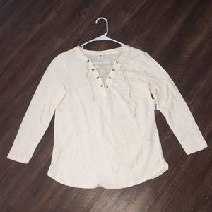 Old Navy Cream Lace Up Blouse